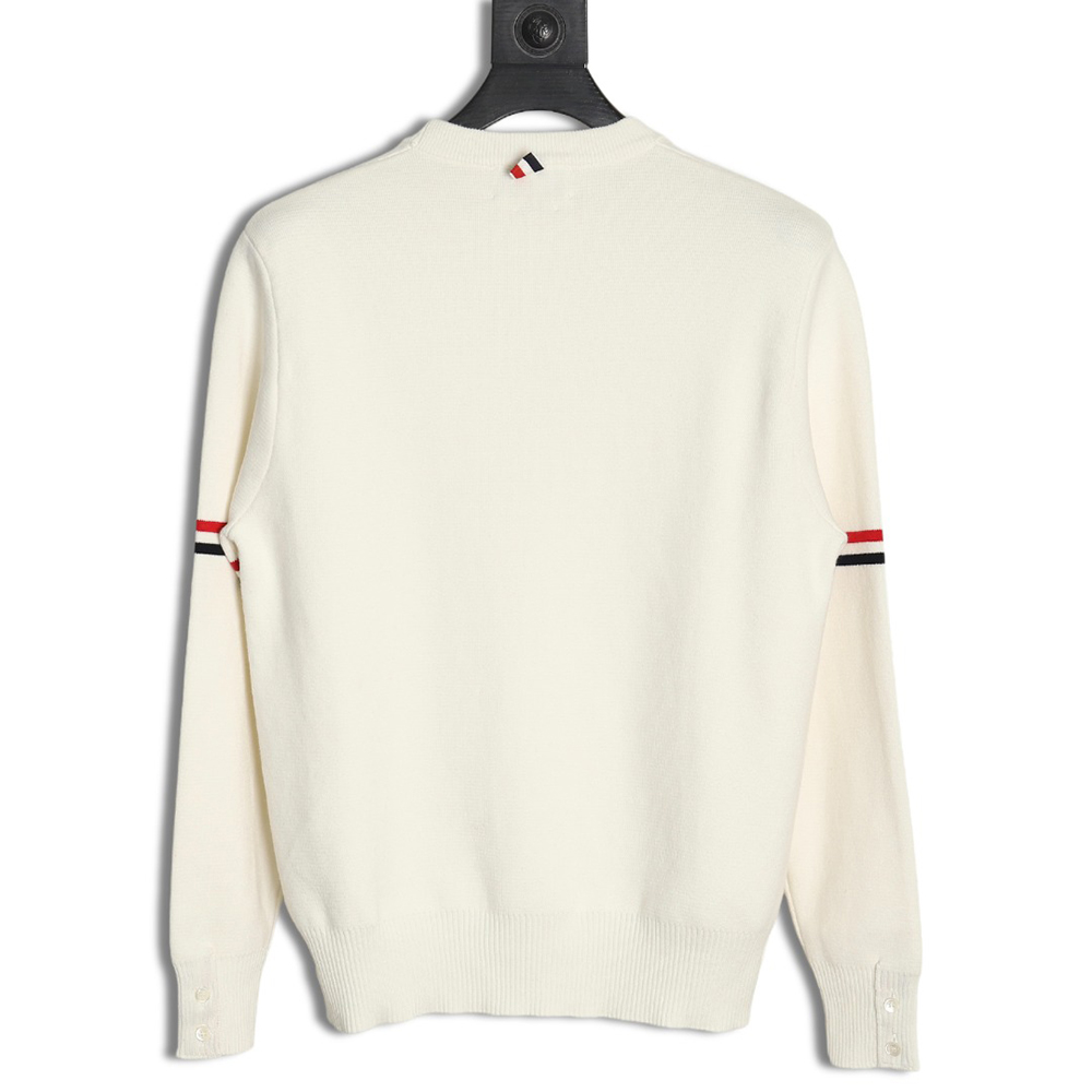 Thom Browne crew neck sweater with double sleeves and armband