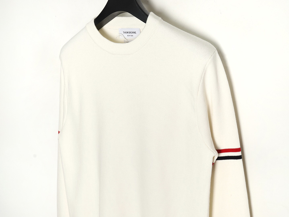 Thom Browne crew neck sweater with double sleeves and armband