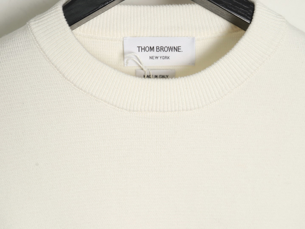 Thom Browne crew neck sweater with double sleeves and armband