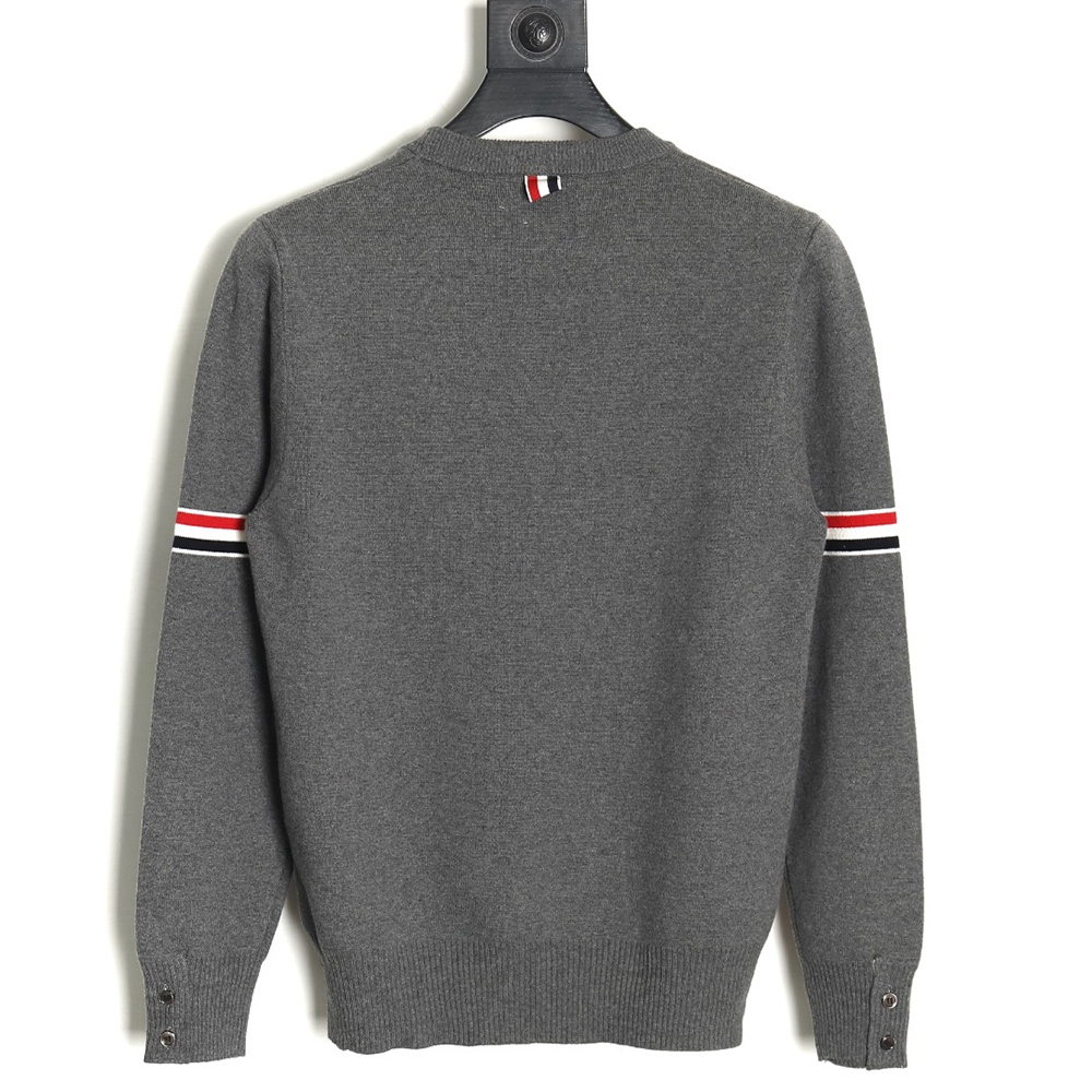 Thom Browne crew neck sweater with double sleeves and armband TSK1