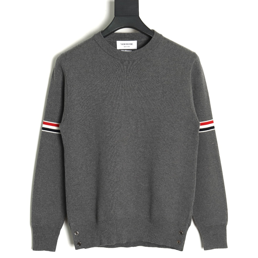 Thom Browne crew neck sweater with double sleeves and armband TSK1