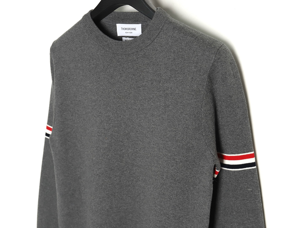 Thom Browne crew neck sweater with double sleeves and armband TSK1