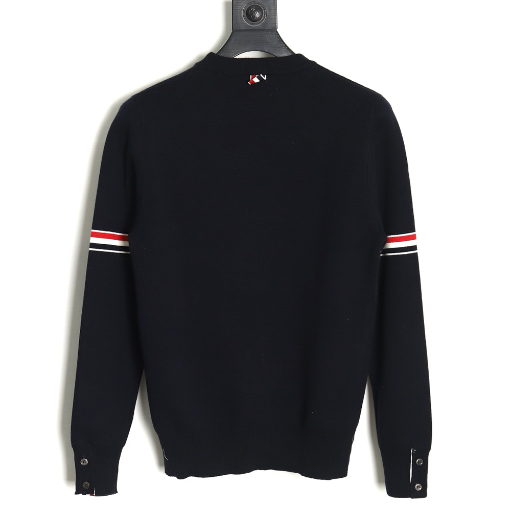 Thom Browne crew neck sweater with double sleeves and armband TSK2