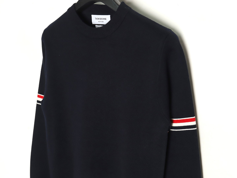 Thom Browne crew neck sweater with double sleeves and armband TSK2