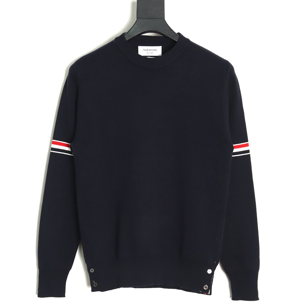 Thom Browne crew neck sweater with double sleeves and armband TSK2