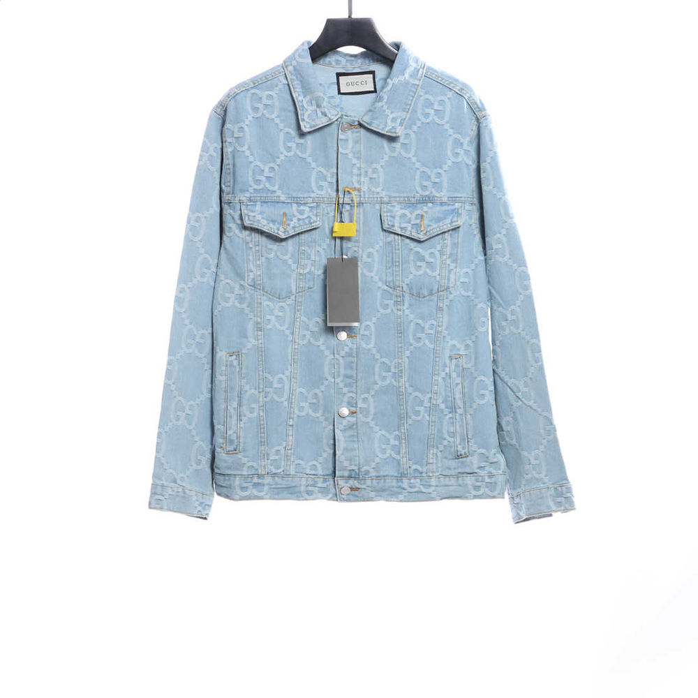 Gucci coconut palm embroidered denim jacket