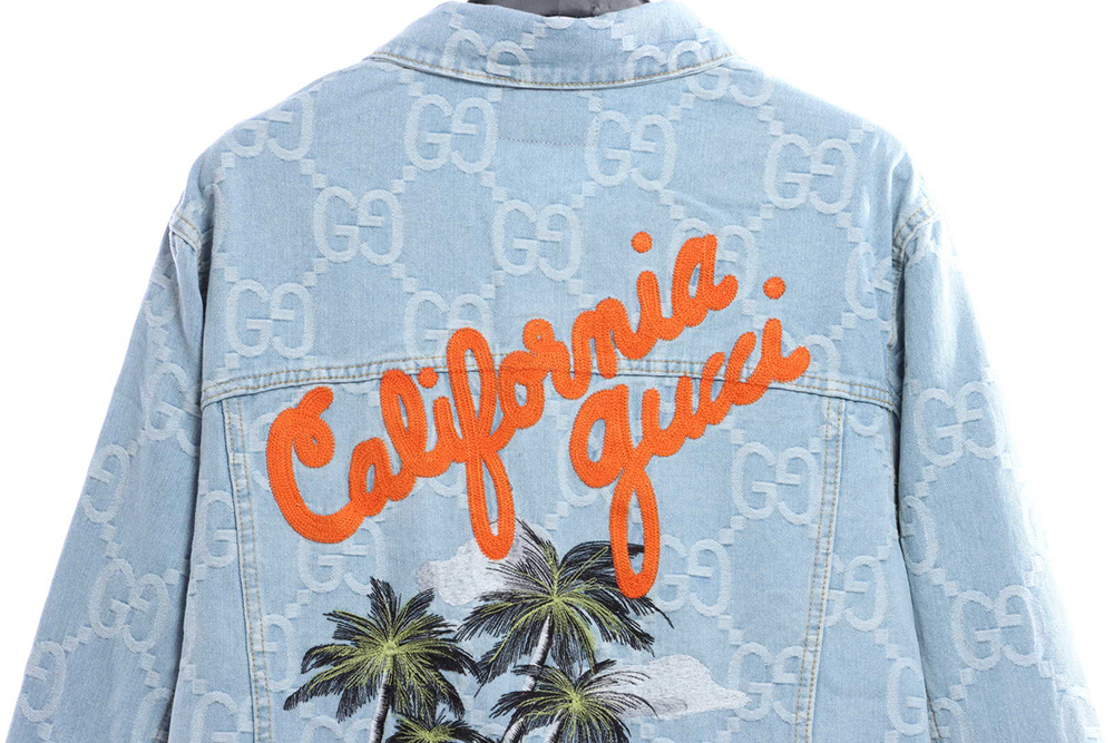 Gucci coconut palm embroidered denim jacket