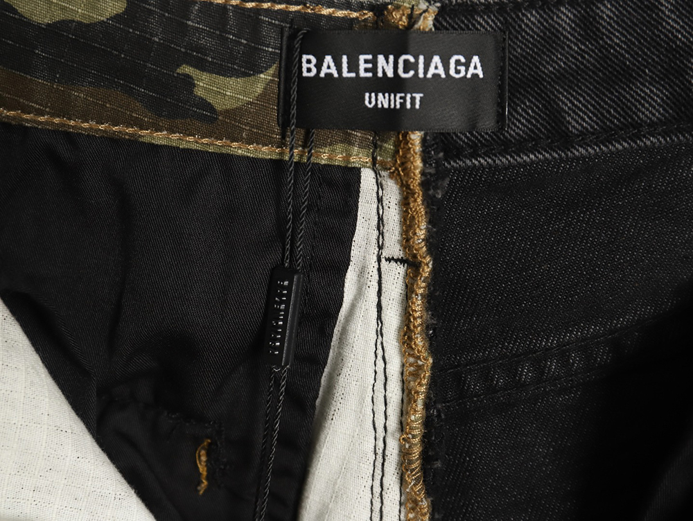 Balenciaga Camouflage Paneled Wide-Leg Denim Pants