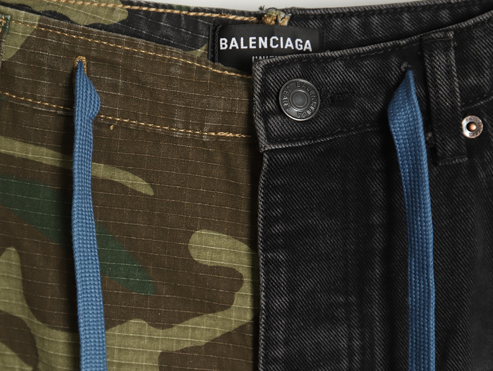 Balenciaga Camouflage Paneled Wide-Leg Denim Pants