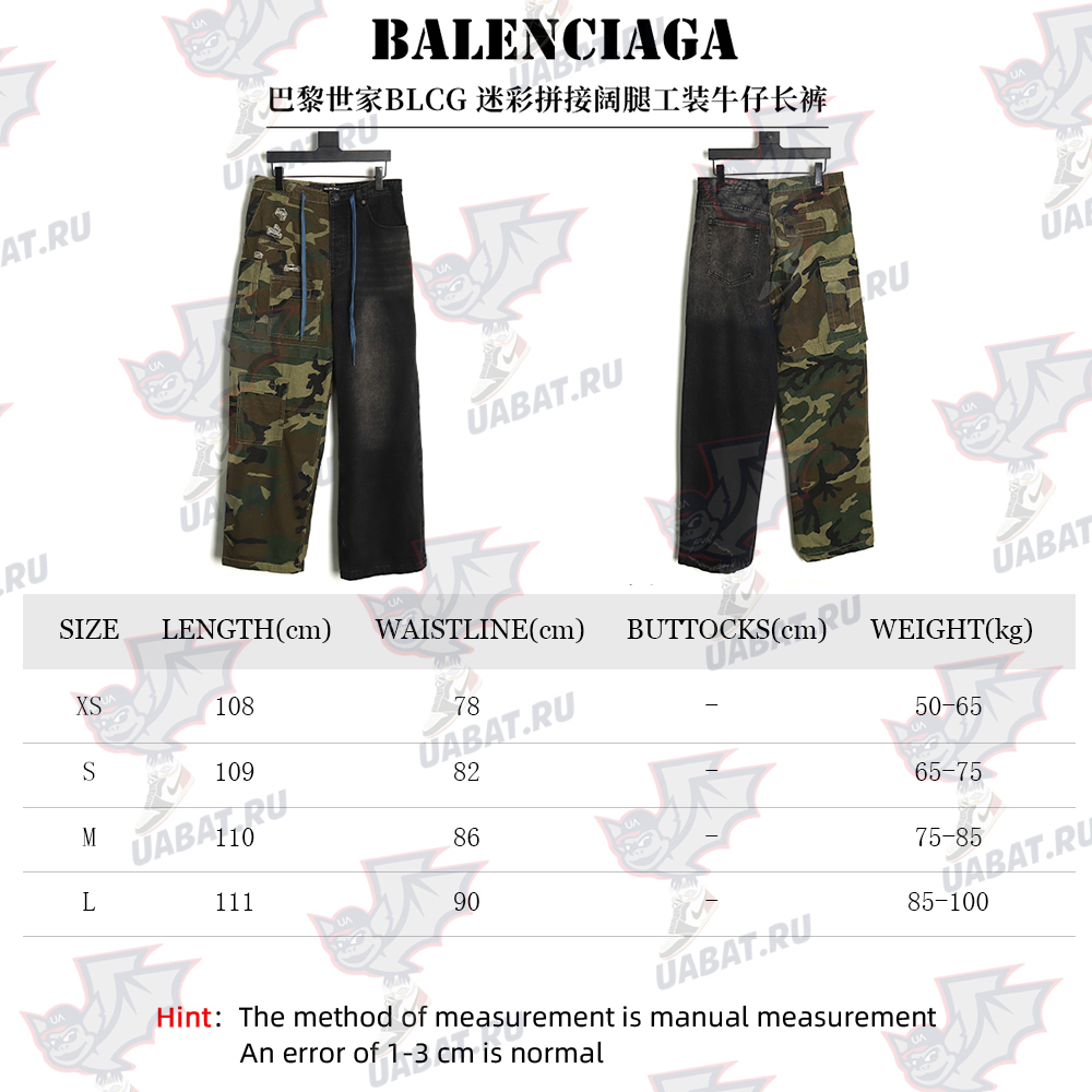 Balenciaga Camouflage Paneled Wide-Leg Denim Pants