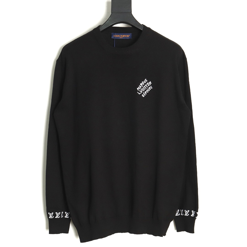 Louis Vuitton Letter Sleeve Crewneck Knit Sweater