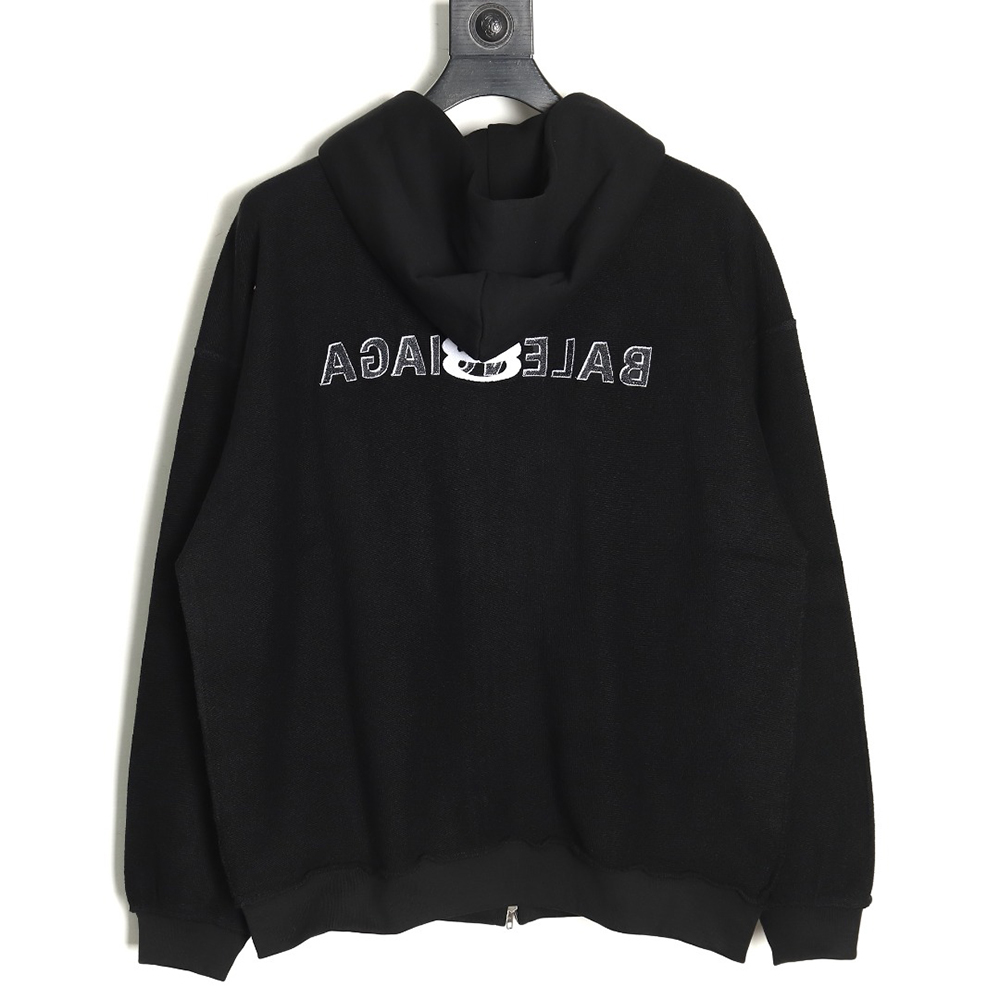 Balenciaga reverse embroidered double ring zipper hooded jacket