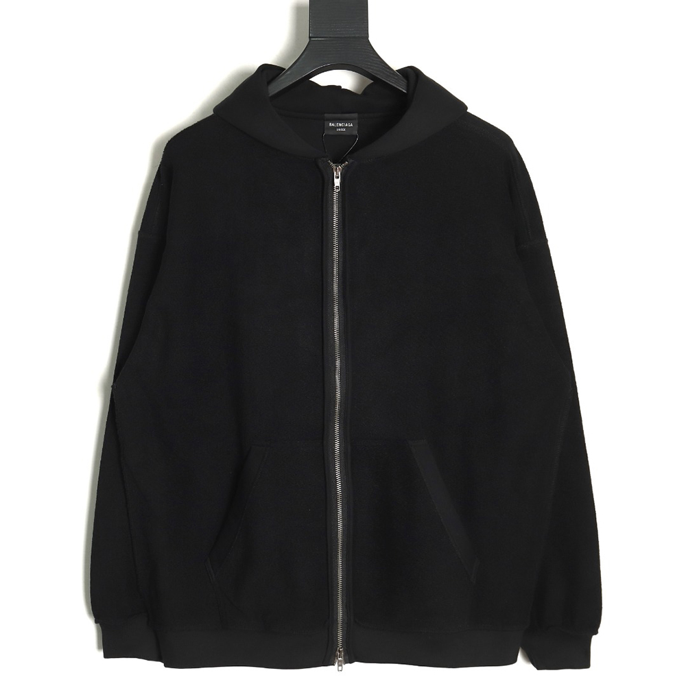 Balenciaga reverse embroidered double ring zipper hooded jacket