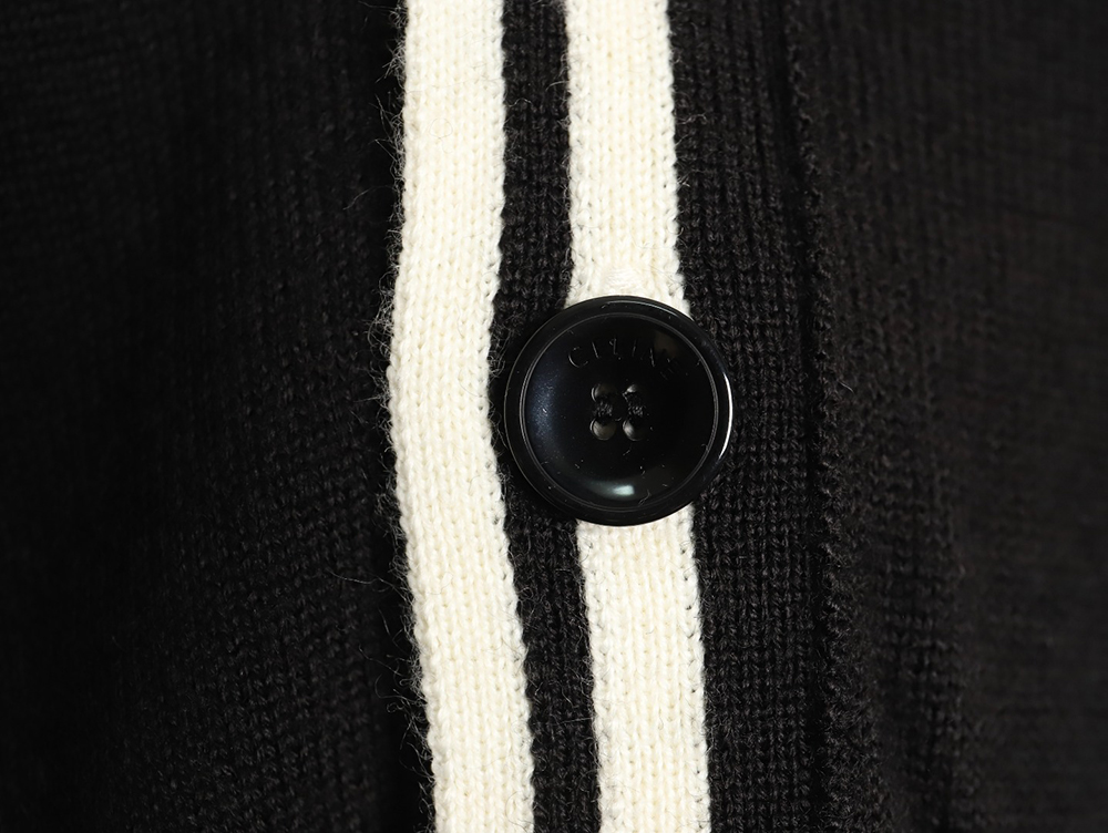 Celine small logo striped knitted cardigan