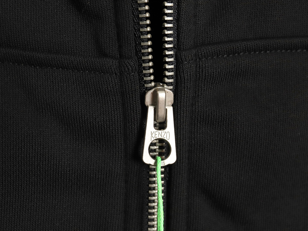 Kenzo black and white lettering zip-up hooded jacket