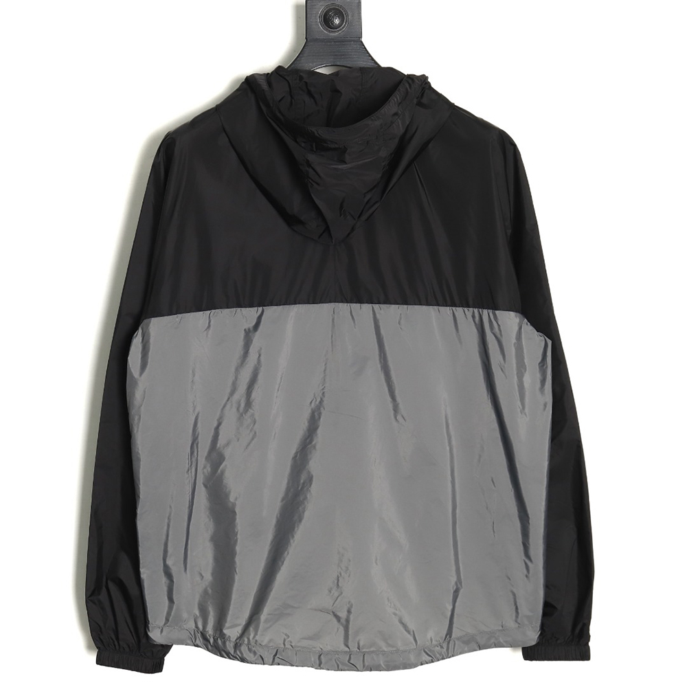 Prada black and grey patchwork hooded jacket