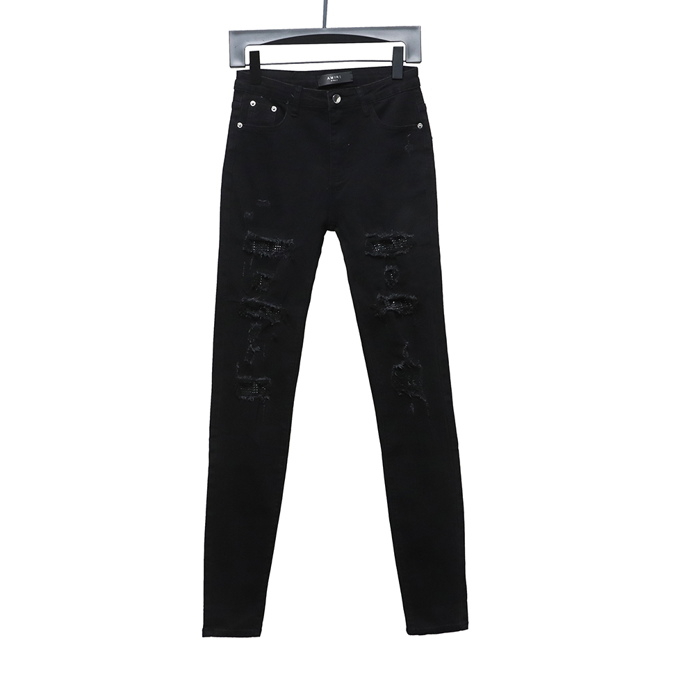 Amiri black ripped diamond high street jeans