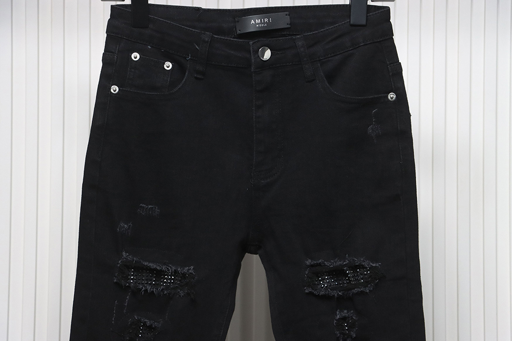 Amiri black ripped diamond high street jeans