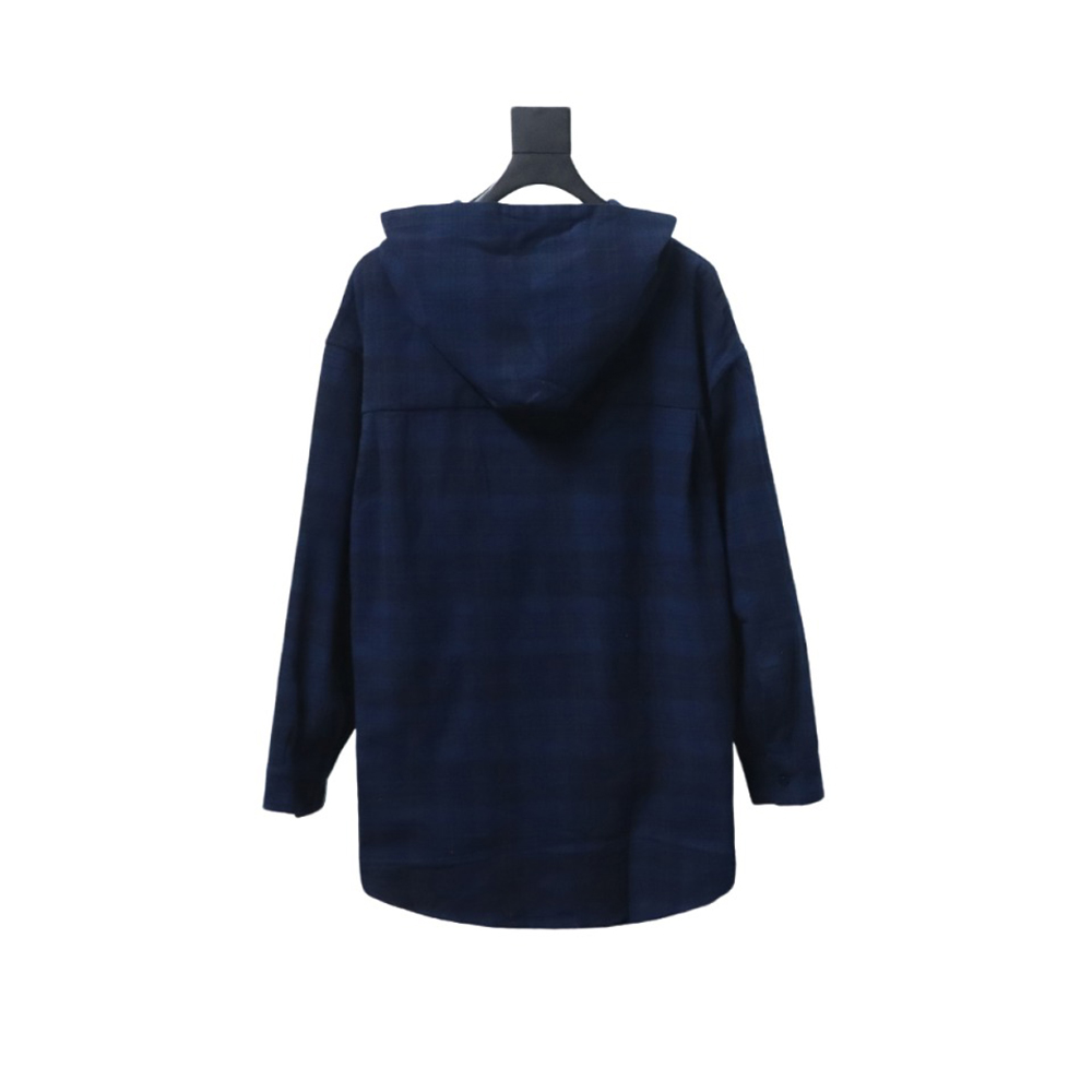 Balenciaga Flannel Check Hooded Jacket