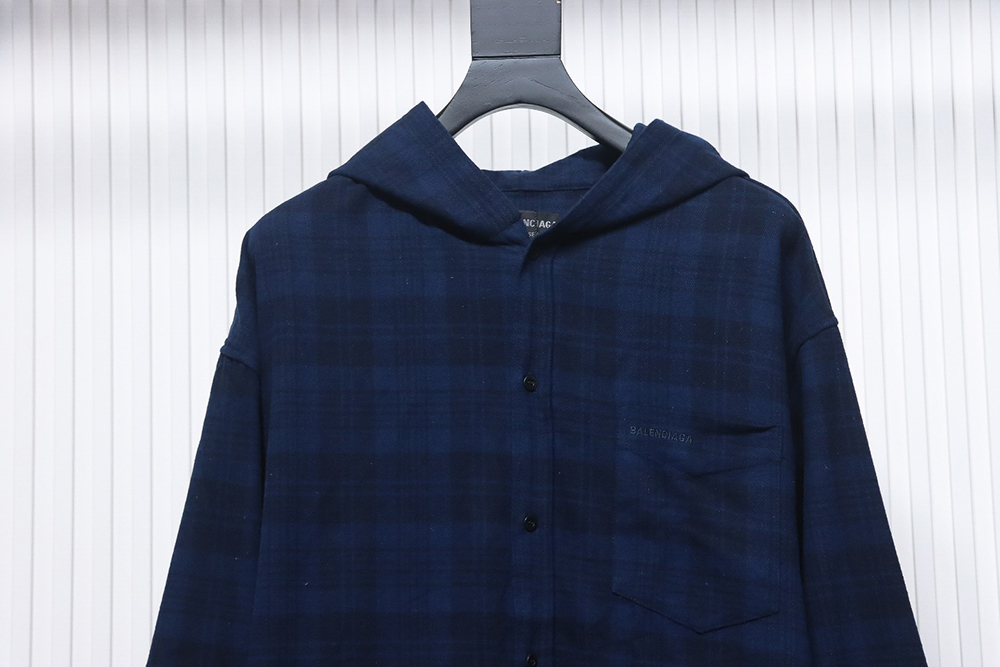 Balenciaga Flannel Check Hooded Jacket