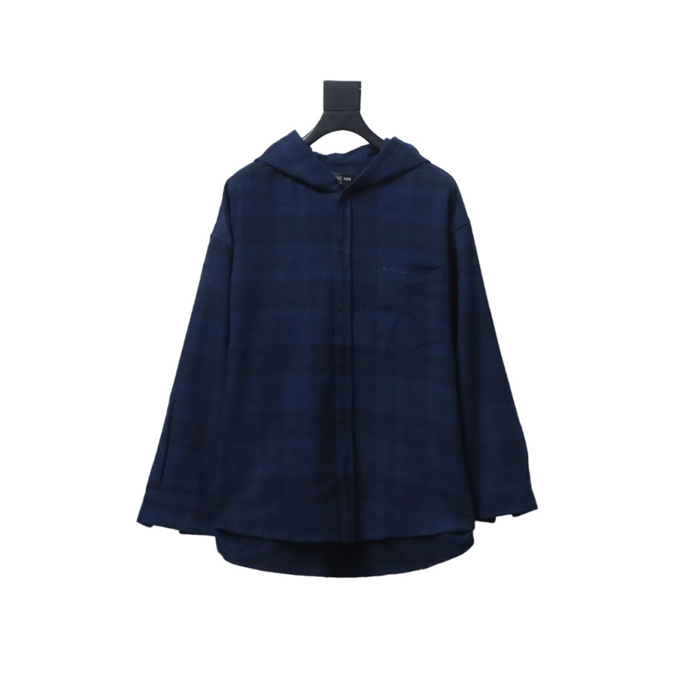 Balenciaga Flannel Check Hooded Jacket