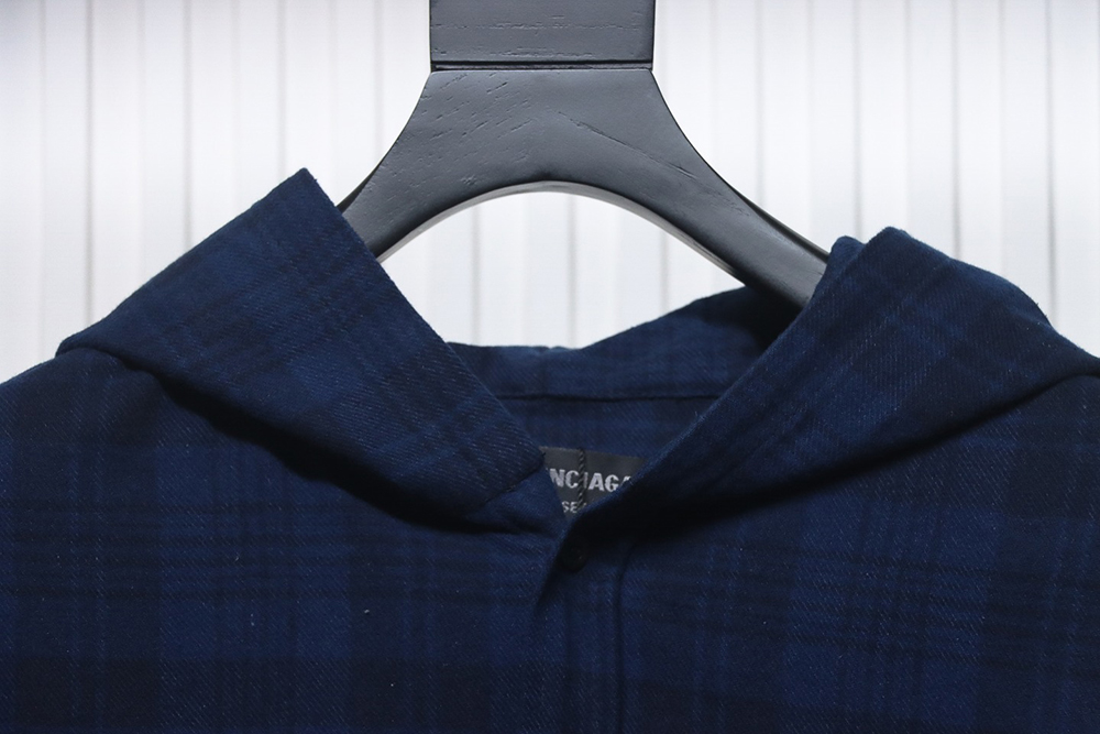 Balenciaga Flannel Check Hooded Jacket