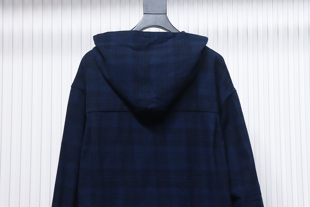 Balenciaga Flannel Check Hooded Jacket