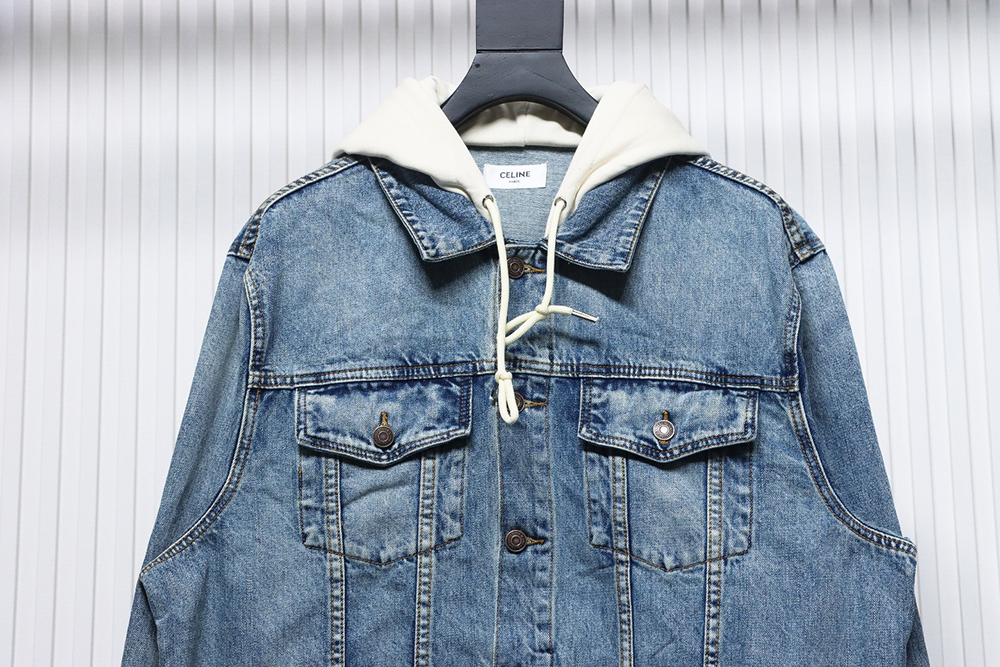 Celine patchwork hooded denim jacket