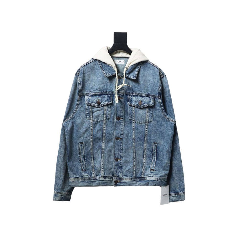 Celine patchwork hooded denim jacket