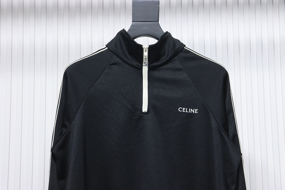 Celine lettering embroidered half-zip sweatshirt