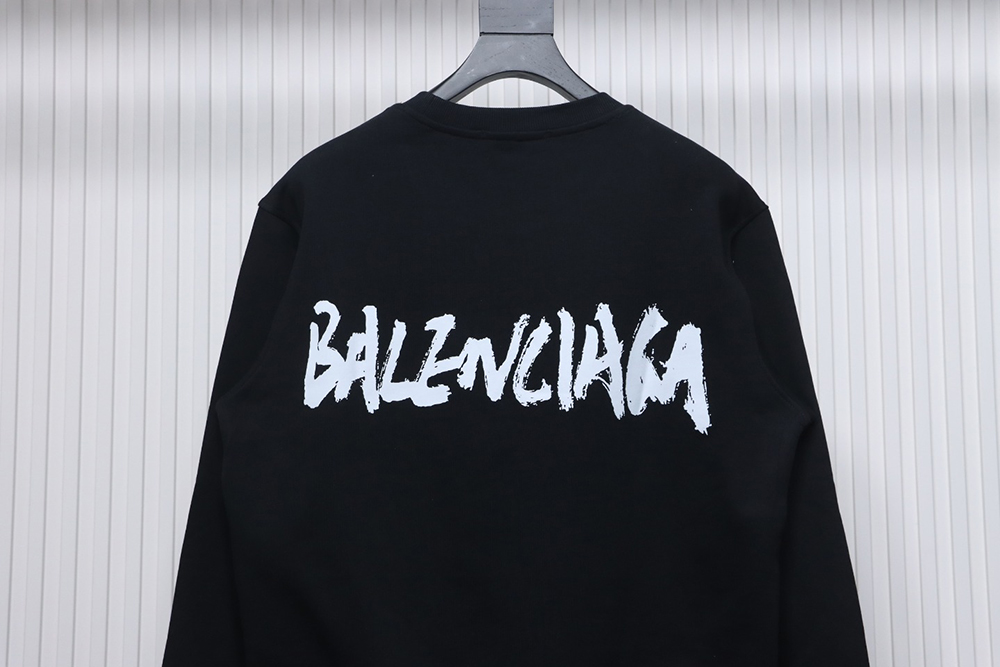 Gucci & Balenciaga Joint Graffiti Letters Printed Round Neck Sweatshirt