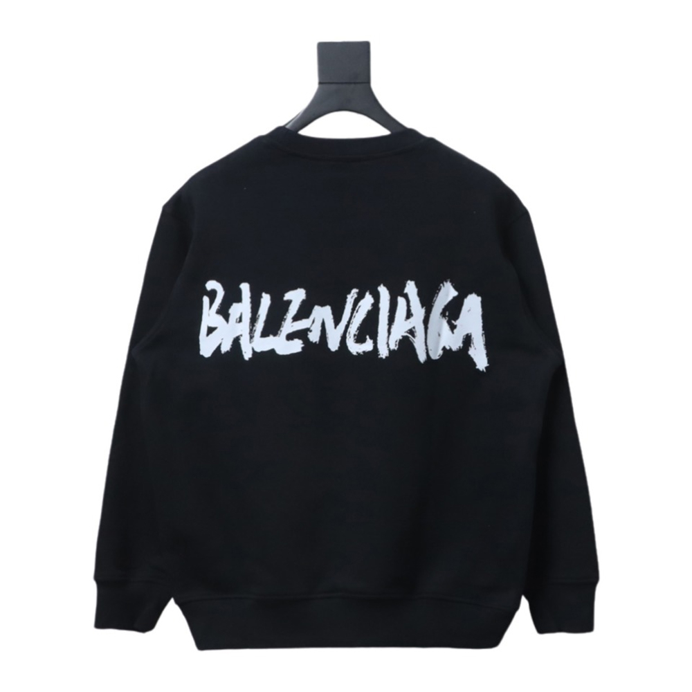 Gucci & Balenciaga Joint Graffiti Letters Printed Round Neck Sweatshirt