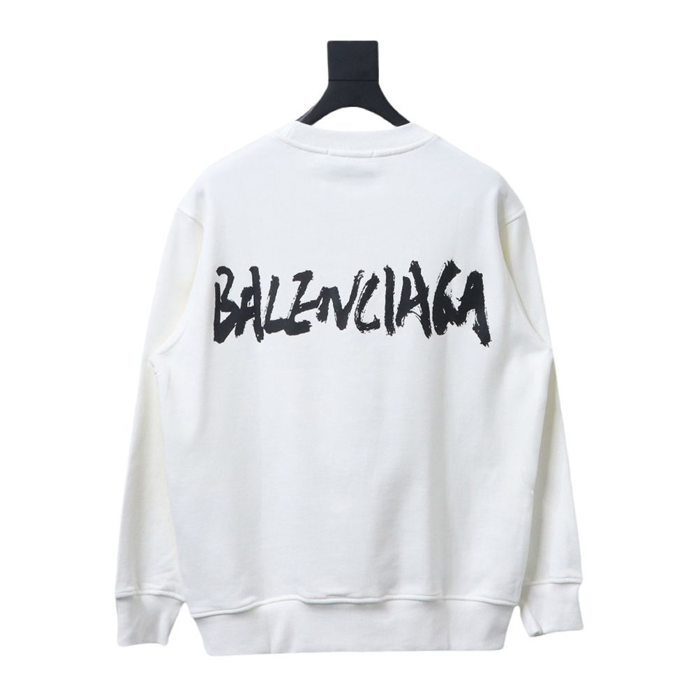 Gucci & Balenciaga Joint Graffiti Letters Printed Round Neck Sweatshirt