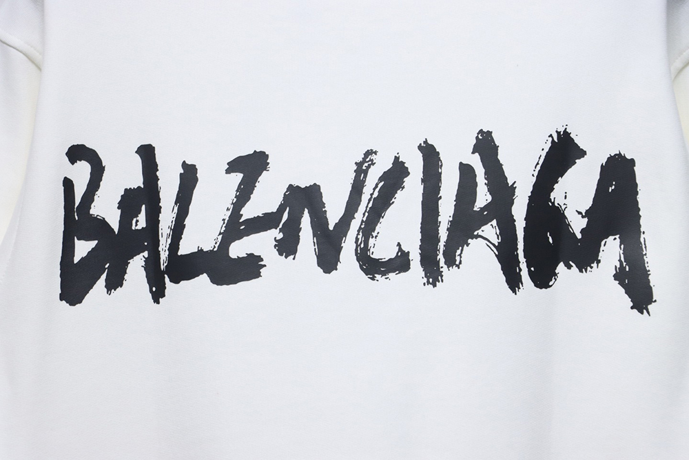 Gucci & Balenciaga Joint Graffiti Letters Printed Round Neck Sweatshirt