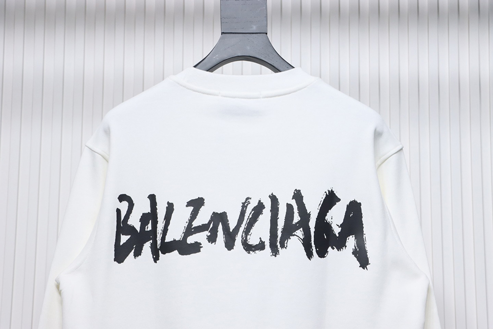 Gucci & Balenciaga Joint Graffiti Letters Printed Round Neck Sweatshirt