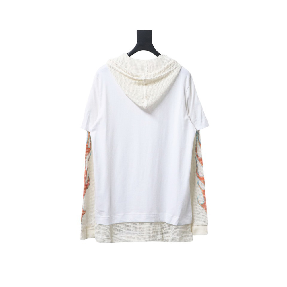 Givenchy hooded sweatshirt with layered flame mesh sleeves