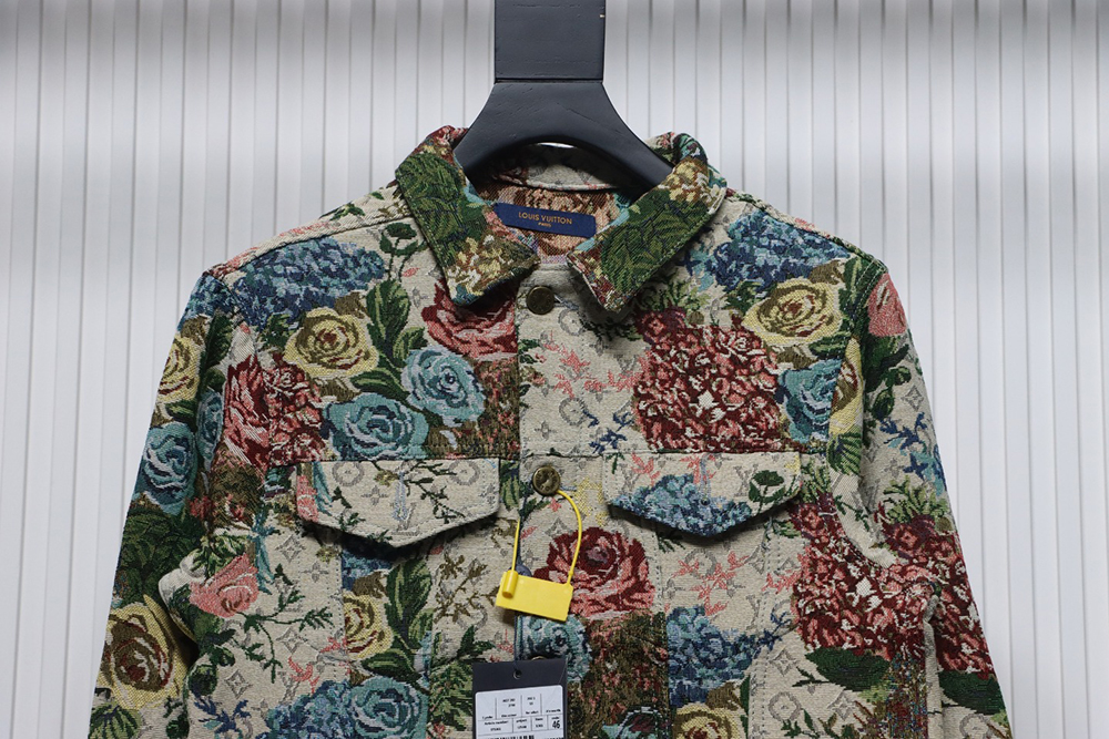 Louis Vuitton floral rose print denim jacket