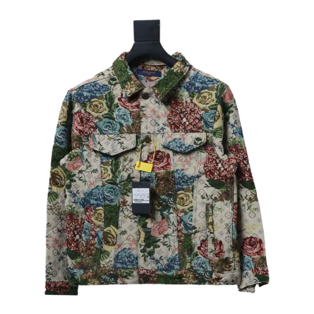 Louis Vuitton floral rose print denim jacket