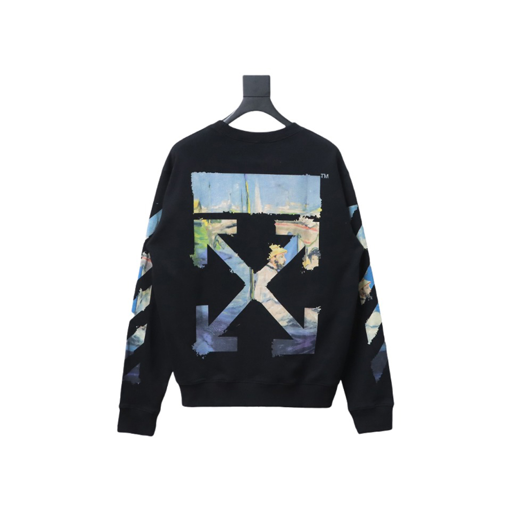 Off white oil painting print crew neck sweatshirt TSK1