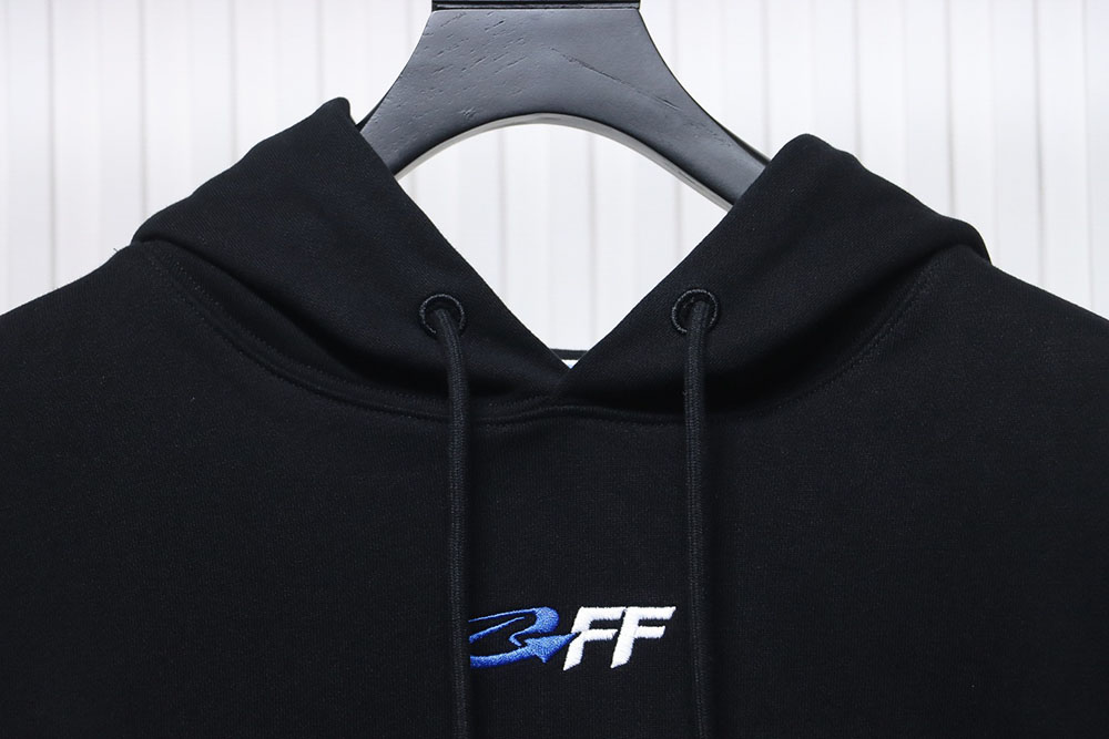 off-white blue embroidered hooded sweatshirt letter hoodie