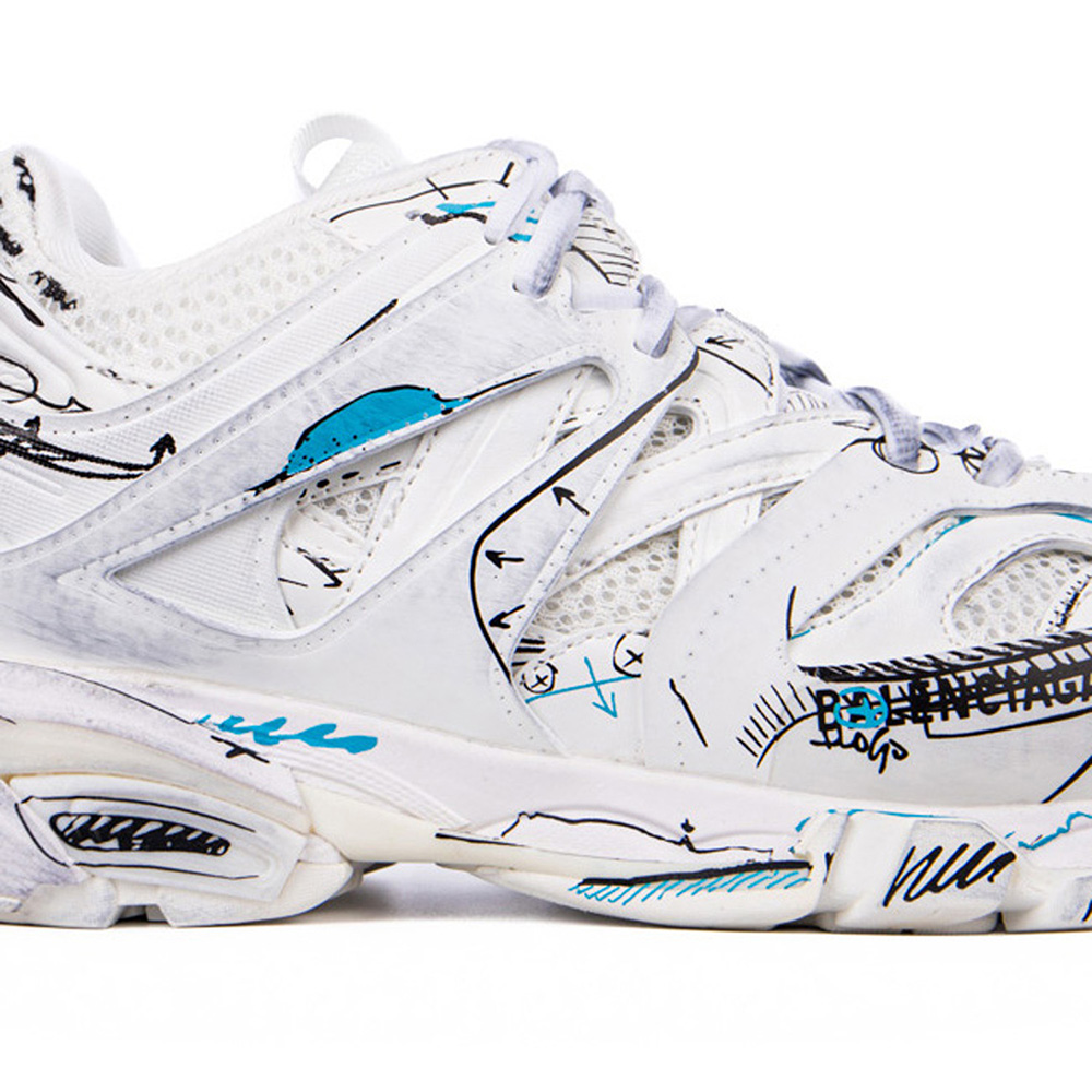 Balenciaga Track 3.0 White Blue Black High Art Graffiti