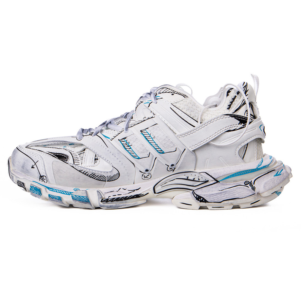 Balenciaga Track 3.0 White Blue Black High Art Graffiti