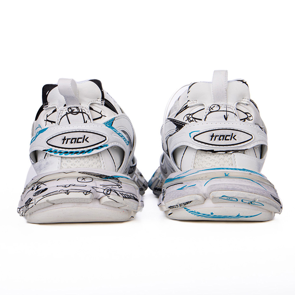 Balenciaga Track 3.0 White Blue Black High Art Graffiti