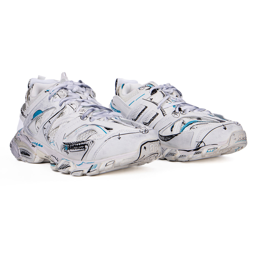 Balenciaga Track 3.0 White Blue Black High Art Graffiti