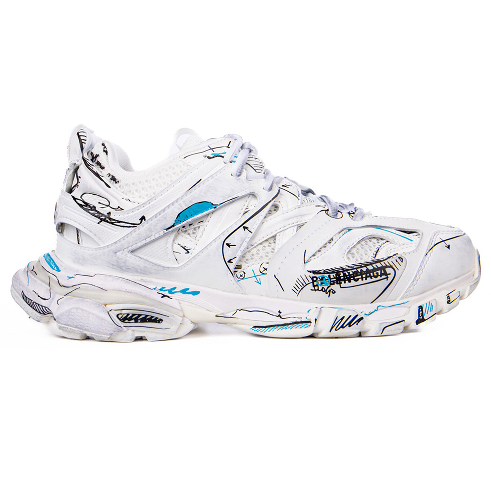 Balenciaga Track 3.0 White Blue Black High Art Graffiti