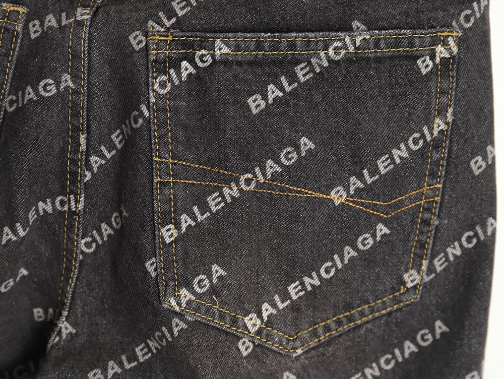 Balenciaga classic barrage print denim trousers TSK1