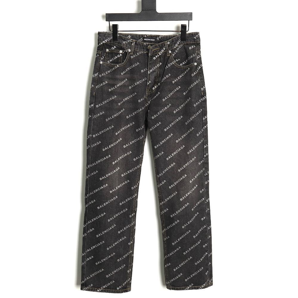 Balenciaga classic barrage print denim trousers TSK1