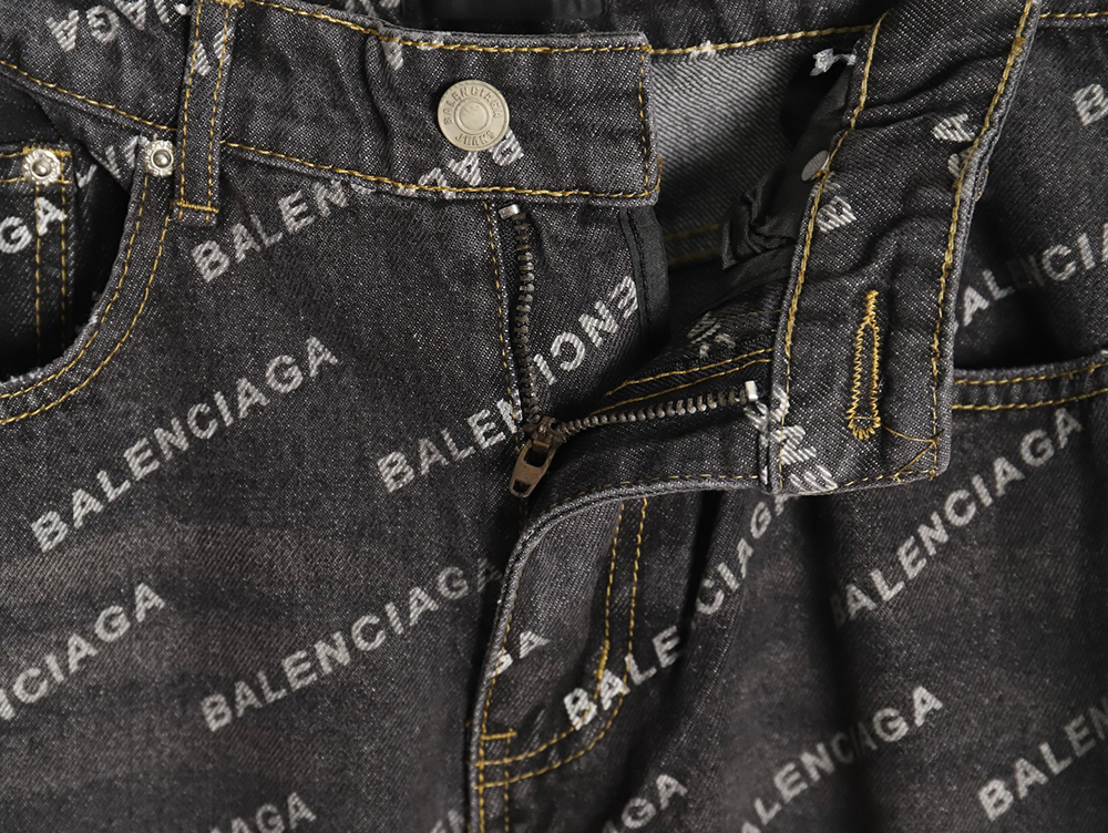 Balenciaga classic barrage print denim trousers TSK1