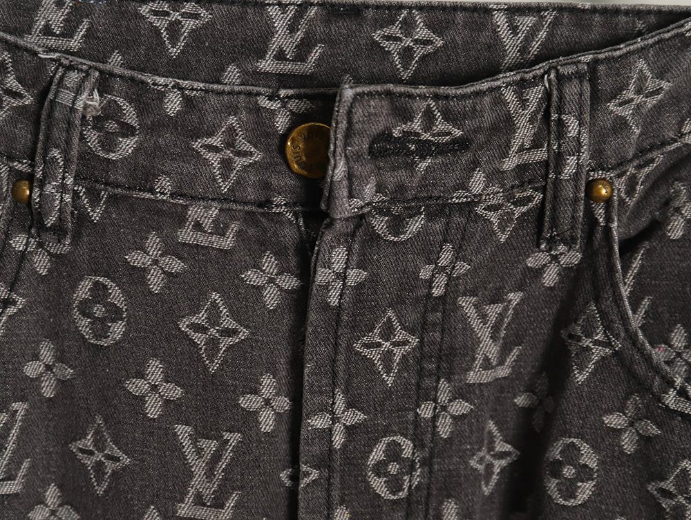 Louis Vuitton printed distressed denim trousers