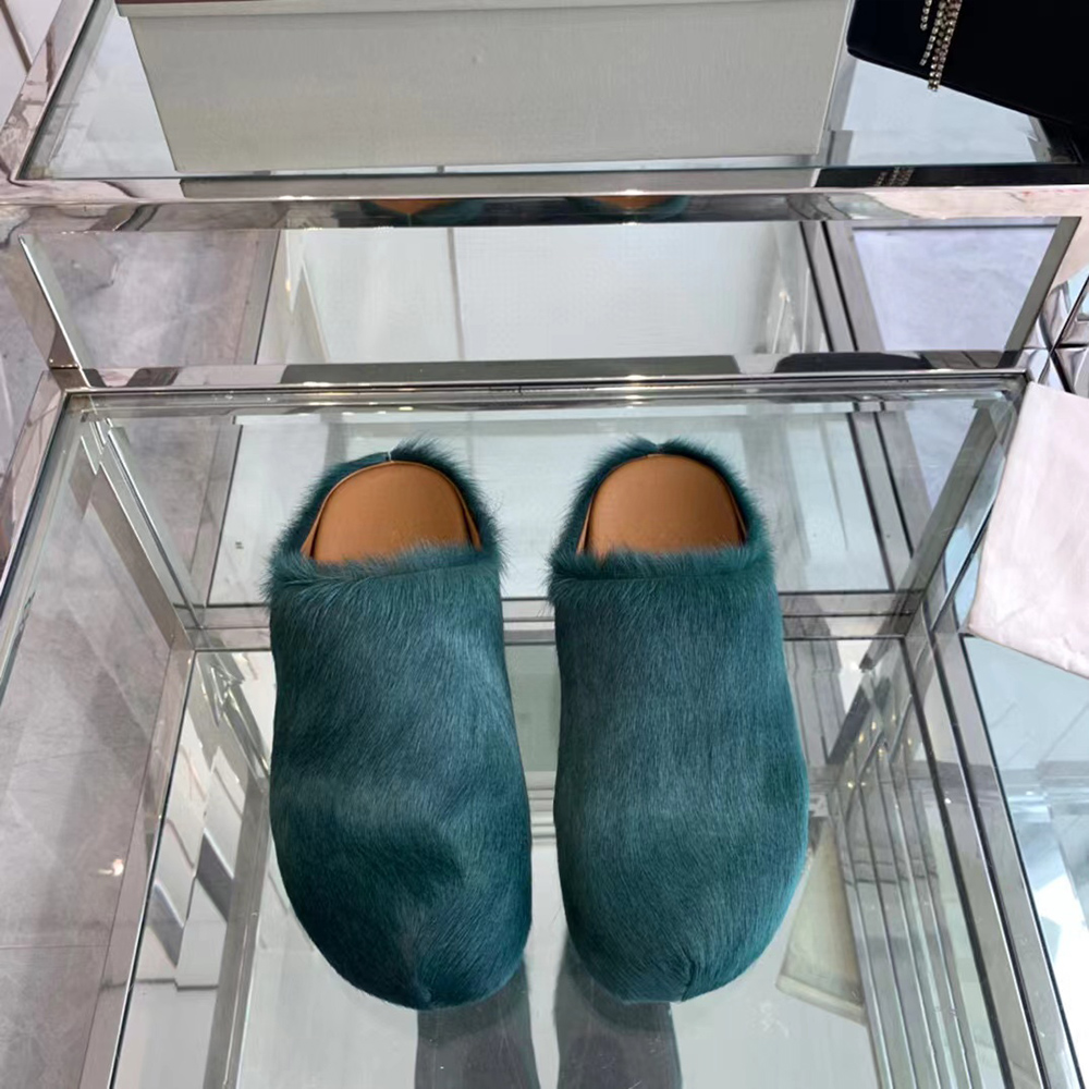MARNI Fussbett Sabot Calf-Hair Backless Loafers